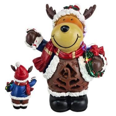 Imagem de Rena Natal Luz Led Som Natalino Decoraçao Musica Loja Shopping Vitrine