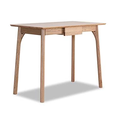 Imagem de YAYA2021-SHOP Escrivaninha de computador para escritório em casa, 0,8 m, 1,0 m, 1,2 m, mesa de madeira, mesa de computador portátil simples, carvalho, com gavetas e almofada de pé silenciosa