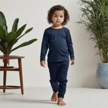 Imagem de Camiseta Infantil Manga Longa Básica Algodão Menino Menina - 16 - Branco-Unissex