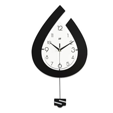 Imagem de XFNVXC Relógio de parede moderno para quarto, relógio de parede de quartzo silencioso com pêndulo, grande sala de estar, cozinha, relógios pendurados, decoração de casa, relógio de parede para sala de