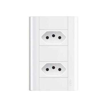 Imagem de Tomada Dupla Fame Modulare 2P+T 10A com Placa 4x2, Branco