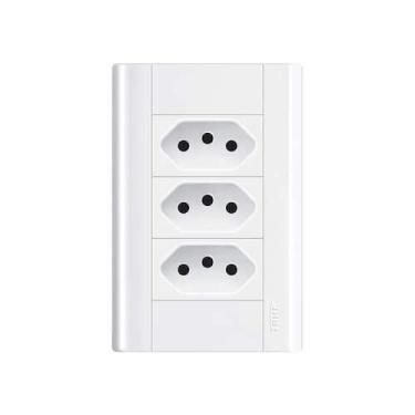 Imagem de Tomada Tripla Fame Modulare 2P+T 10A com Placa 4x2, Branco