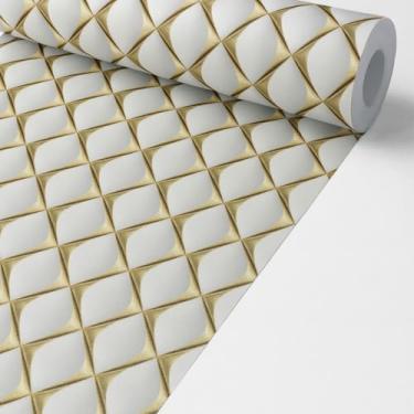 Imagem de Papel de Parede Decorativo 3D Losangos Dourados, 5m x 45cm