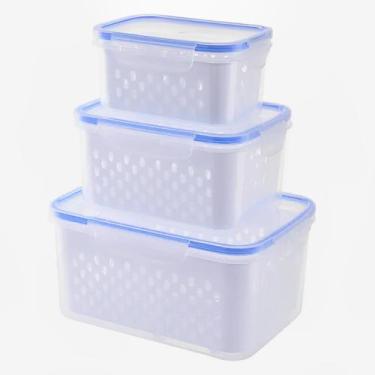 Imagem de Kit 3 Organizadores de Geladeira Potes Herméticos Cozinha Alimentos Co