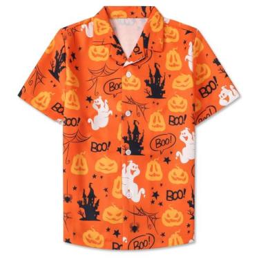 Imagem de Camisa Sangtree Hawaiian de manga curta com botões laranja