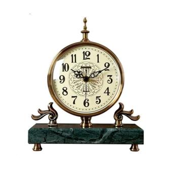 Imagem de Relógio De Mesa Redondo Base Mármore Cor Cobre