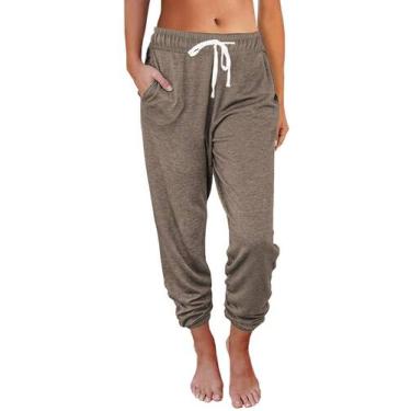 Imagem de Calça de moletom feminina AUTOMET Lounge Pijama Joggers LightCoffee L