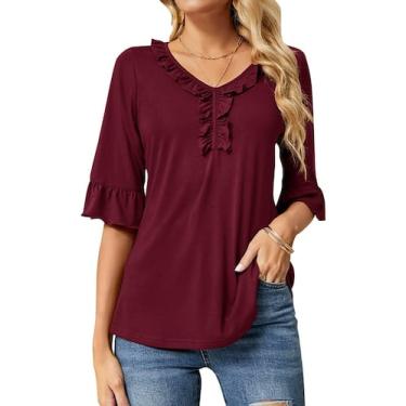 Imagem de Blusa Ivicoer Fashion Summer com babados, decote em V, manga de sino