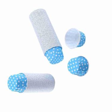 Imagem de Xixian Ferramentas de Embalagem de Bolo, Copos de à Prova de Gordura, 100 Peças de Copos de Pasta para Festa de Casamento de Natal, Perfeito para Forno, Micro-ondas, Cozimento a (bolinhas azuis)