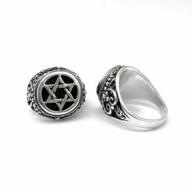 Imagem de Anel Estrela de Davi Flutuante Tribal Prata de Lei 13842 - Usa Joias, 