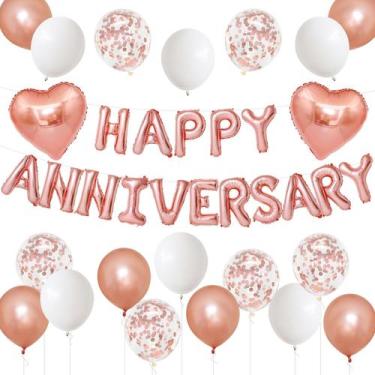 Imagem de Decorações de aniversário Adorely RoseGold Feliz Aniversário
