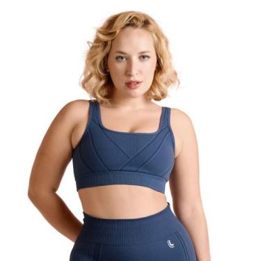 Imagem de Top Lupo Sports Max II Sem Costura Alta Sustentação Fitness, Azul, M, 