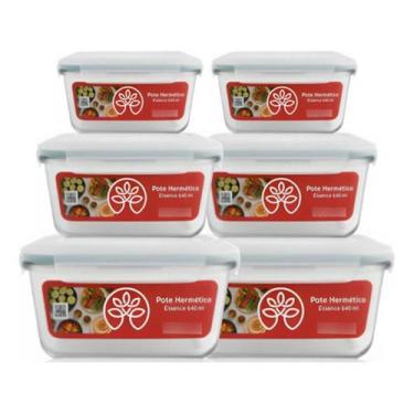 Imagem de Kit 6 Potes Herméticos Marmita Variados 1040ml, 640ml, 370ml Transpare