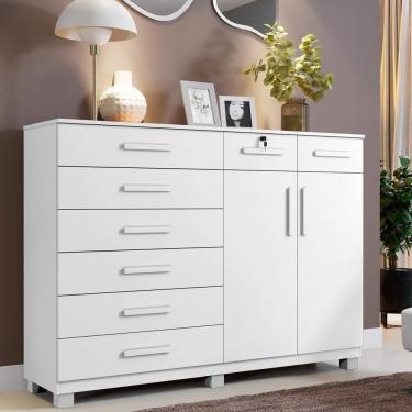 Imagem de Cômoda Triunfo 8 Gavetas E 2 Portas Branca