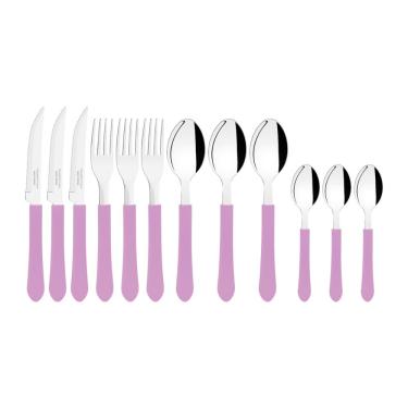 Imagem de Faqueiro Tramontina Leme com Lâminas em Aço Inox e Cabos de Polipropileno Lavanda 12 Peças