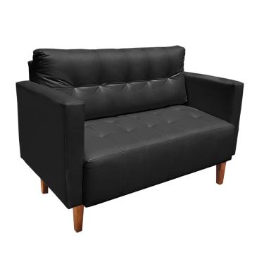 Imagem de Sofá Namoradeira Livia Corino Preto Pés Chanfrado Castanho - D'Rossi