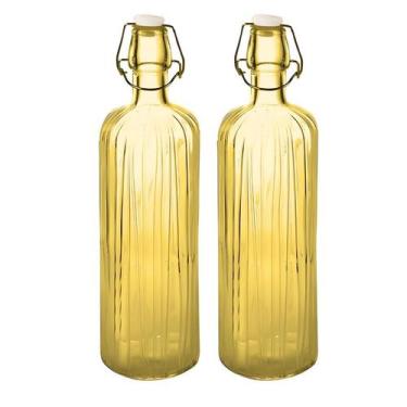 Imagem de Kit 2 Garrafa De Vidro Água Suco Refrigerante 1l Colorida - CLICK HOUS