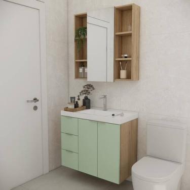 Imagem de Conjunto de banheiro com cuba vittare 80cm estilare cnj5007 carvalho/v