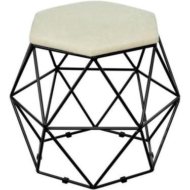 Imagem de Puff Aramado Preto Six L02 Suede Bege - LYAM DECOR