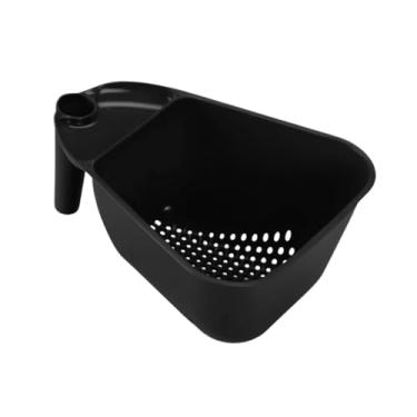 Imagem de Kit Escorredor De Massas Macarrão E Legumes Frutas Vegetais Com Alça + Lava Arroz Plástico Cores (Stylo Preto | Unitário)