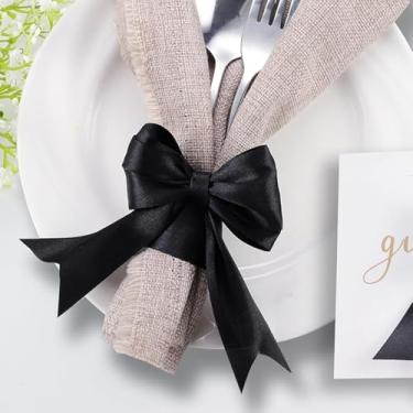 Imagem de Rolo de 2,5 cm, fita de cetim para embrulho de presente, casamento, artesanato, Natal, Páscoa, floral, cabelo, decorações de convites e mais preto