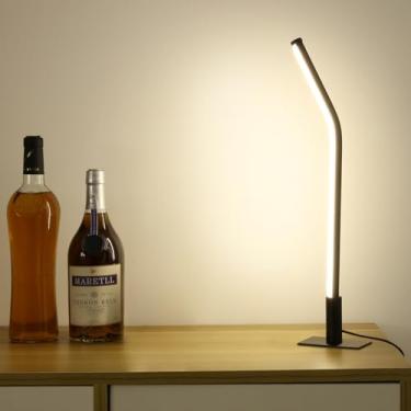 Imagem de GEPROSMA Luminária De Mesa De Metal Luminária De Mesa Moderna Para Quarto E Sala De Estar, Luminária De Cabeceira Pequena E Fina De 17,4" Base Magnética, 3 Cores De Led, Regulável Por Toque, Escritó