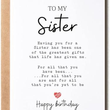 Imagem de Sister Greeting Birthday Cards Gift for Women Girls, Funny Bday Gifts Card for Sister Happy Birthday Cards Sisters Greetings Card Gifts with Envelope 12,7 x 17,8 cm para ela