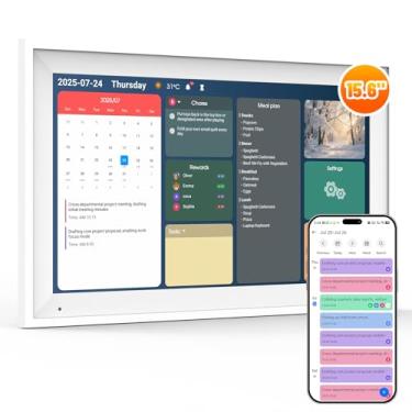 Imagem de Micpop Calendário digital inteligente de 39.6 cm e tabela de tarefas, calendário eletrônico interativo com tela sensível ao toque de 1920 x 1080 para horários familiares, agenda de refeições Wi-Fi de