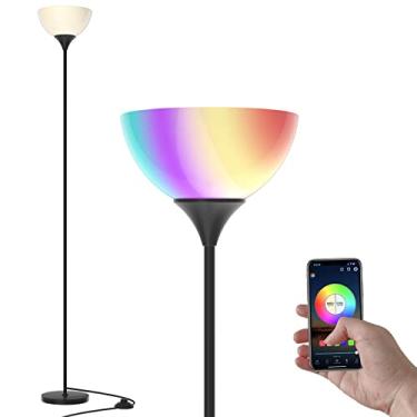 Imagem de PESRAE Luminária de chão RGB inteligente funciona com Alexa, aplicativo Google Assistant WiFi, lâmpada de chão moderna que muda de cor, luminária de chão de canto regulável para sala de estar, quarto e sala de jogos