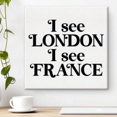 Imagem de Pôster emoldurado para banheiro rústico I See London I See France I See France 20 x 20 cm