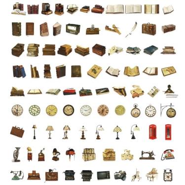 Imagem de 100 peças de adesivos vintage para scrapbook - Mini adesivos decorativos versáteis para cadernos, bolsas, vidro, decorações de férias, kits de artesanato faça você mesmo, estética, observação