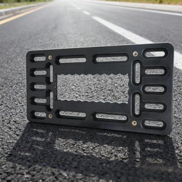 Imagem de Suporte frontal para placa de carro - Adaptador universal para montagem de para-choques com tampa de rosca de aço inoxidável e abraçadeiras