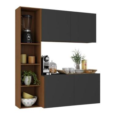 Imagem de Armário De Cozinha Compacta Com Balcão Linea Fit 4 Portas Multimóveis 