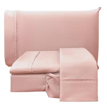 Imagem de Jogo De Lençol Queen Confort Micropercal 300 Fios Toque De Algodão 4 Peças - Rose