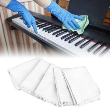 Imagem de Pano de limpeza de piano de algodão premium, pano de polimento reutilizável para remoção suave de poeira, pano de polimento de tamanho grande adequado para guitarra, baixo, violino e flauta (branco)