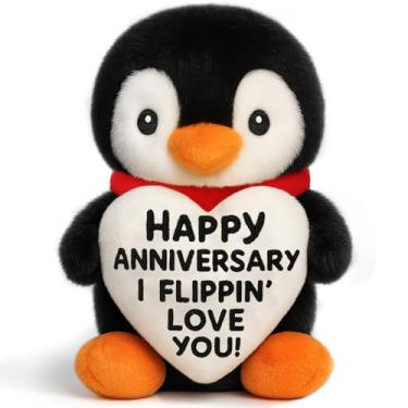 Imagem de Happy Anniversary I Love You Gifts for Women Men Boyfriend Girlfriend GF BF Wife Husband Couples Christmas Valentines for Him Her, Romantic Funny Penguin with Heart To My Love Fiance Gifts Idea