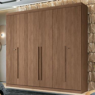 Imagem de Guarda-Roupa Casal Loanda 6 Portas 4 Gavetas Ripado Jatoba - Pnr Móveis