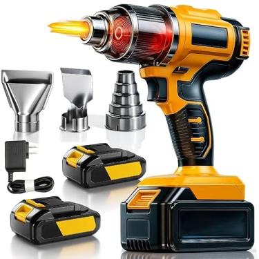 Imagem de Soprador Térmico Sem Fio 3000W Pistola de Ar Quente com 2 Baterias 3 Bicos Motor Brushless Controle de Temperatura Alta Potência para Solda Remoção de Tinta e PVC