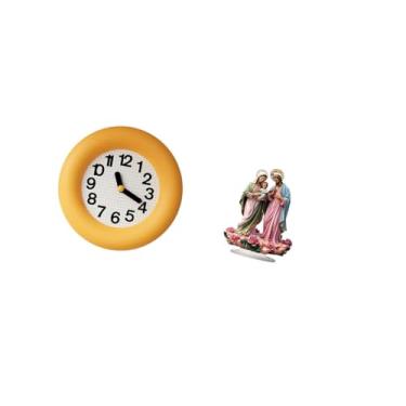 Imagem de Fenteer Relógio de Parede Silencioso E Contemporâneo em Madeira E Ornamento de Mesa Exclusivo em Acrílico 2D para Cozinha, Sala de Jantar, Quarto E Decoração