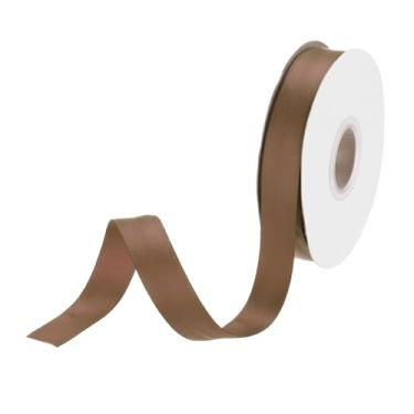 Imagem de DMiotech Fita de cetim de 1,5 cm 25 metros fita de gorgorão fina de tecido dupla face para embrulhar o cabelo floral, buquê de flores, café claro