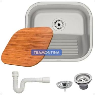 Imagem de Tanque Inox Tramontina 40x35 19 Litros Escovado Com Tabua Linha Prime 