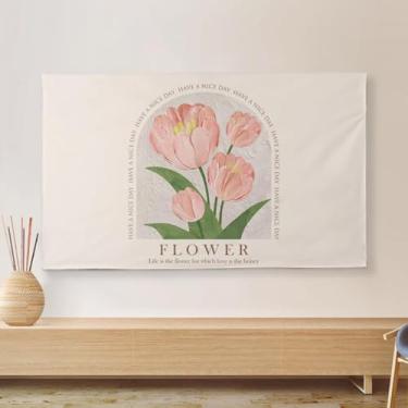 Imagem de Capa protetora contra poeira para TV de 32 a 80 polegadas, design de arte interna, protetor de tela para telas LCD/LED/plasma, capa protetora para pendurar quarto/sala de estar - flor4||58-60