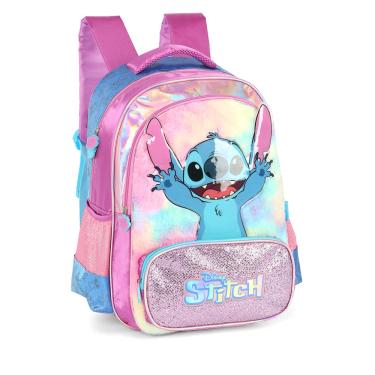 Imagem de Mochila de Costas G Stitch Pelúcia & Glitter PINK Luxcel - Brilho e Fofura Disney!