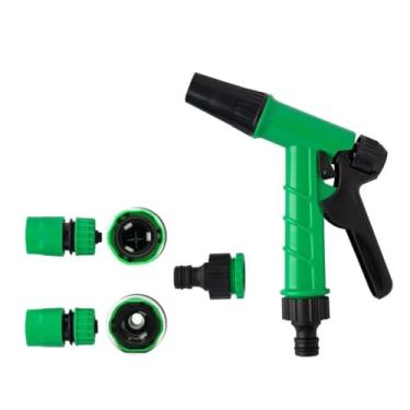 Imagem de Kit Esguicho Tipo Pistola para Jardim com 4 Peças Engates Rápidos Trava e Controle de Fluxo de Água.
