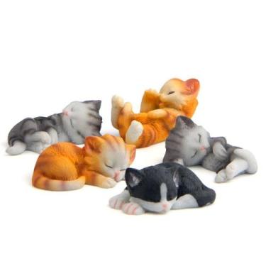 Imagem de Conjunto de ímãs de geladeira, 5 peças de resina Sleeping Cat Realisti