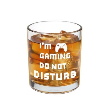 Imagem de Jogskeor Presentes de jogos para homens, I'm Gaming Do Not Disturb Whiskey Glass 283 g, presentes de aniversário de Natal para gamer irmão namorado menino