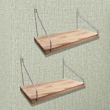 Imagem de JBESUHI Prateleira de parede de tecido com ganchos – Pacote com 2 organizadores de cubos de madeira de 30 cm com cabides, acessórios de decoração de trabalho para mulheres e homens