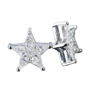 Imagem de Brincos femininos de pentagrama de prata pura S925 ElegantShiny Zirconia Star Shape Stud Earrings for Women Jewelry