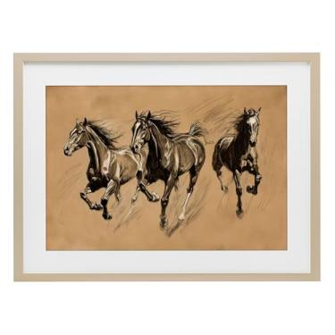 Imagem de Stupell Industries Running Free Horse Trio Impressão emoldurada branca sob vidro, design por Petal Prints Design, 43 x 58 cm