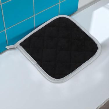 Imagem de Generic 1 porta-panelas de tecido felpudo resistente ao calor almofada quadrada quente espuma de célula fechada de poliéster tom prata preto 16,69 x 16,69 polegadas
